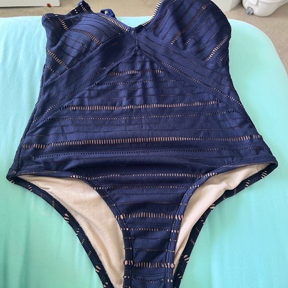 💗SOLD💗 Kona Sol Navy Blue and Nude crochet, one piece women’s bathing suit - Picture 9 of 9